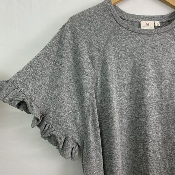 AG Adriano Goldschmied Women’s M Short Sleeve T-Shirt Gray Ruffle Sleeve Tee - Picture 3 of 6